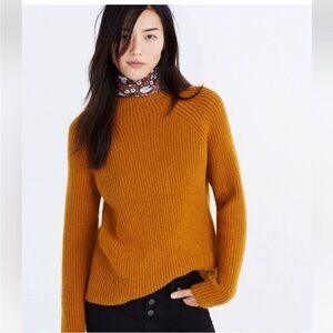 C Madewell Northfield Mockneck Orange Rust Wool Women Sweater Size Small